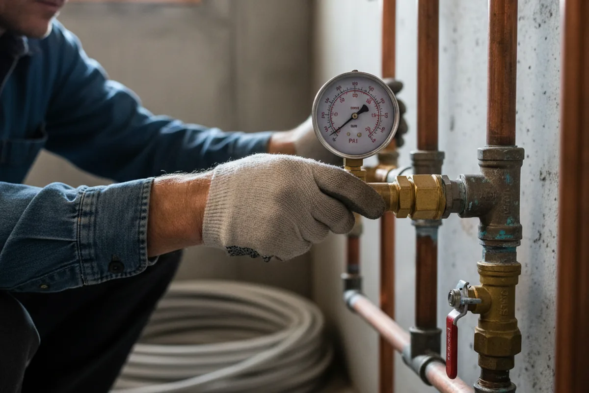 Pressure testing a repaired line during Water Line Repair in Blue River